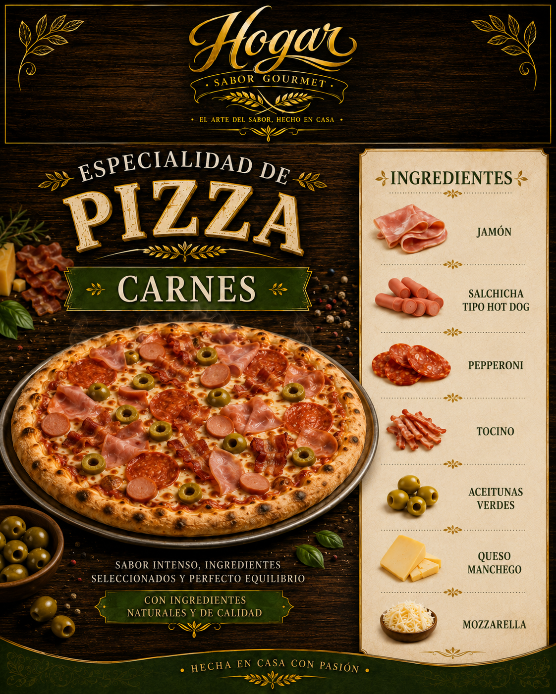 Pizza grande + Papas Gajo + Chow Mein